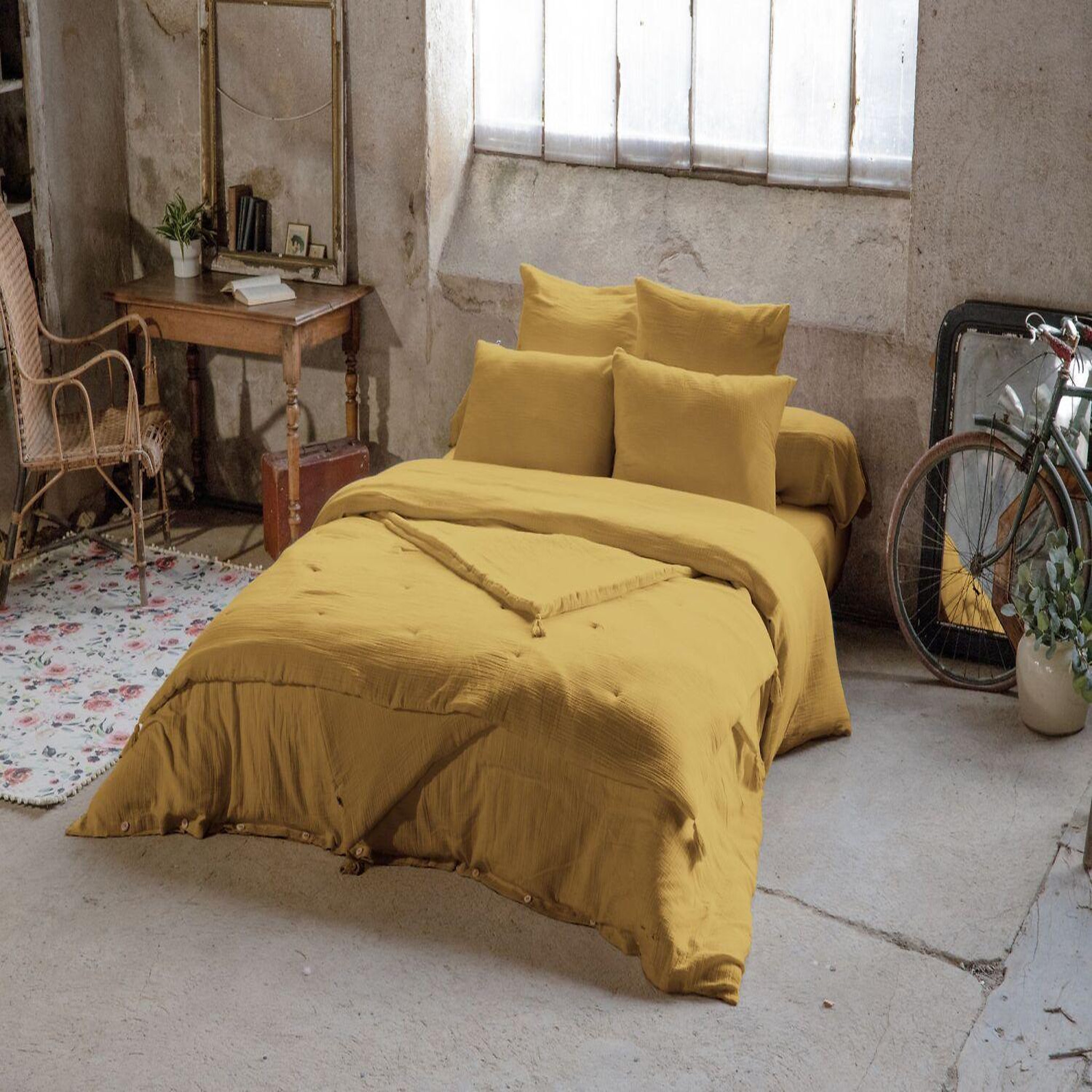 Voir la diapositive 2 : Home collection Taie d'oreiller 100% gaze de coton