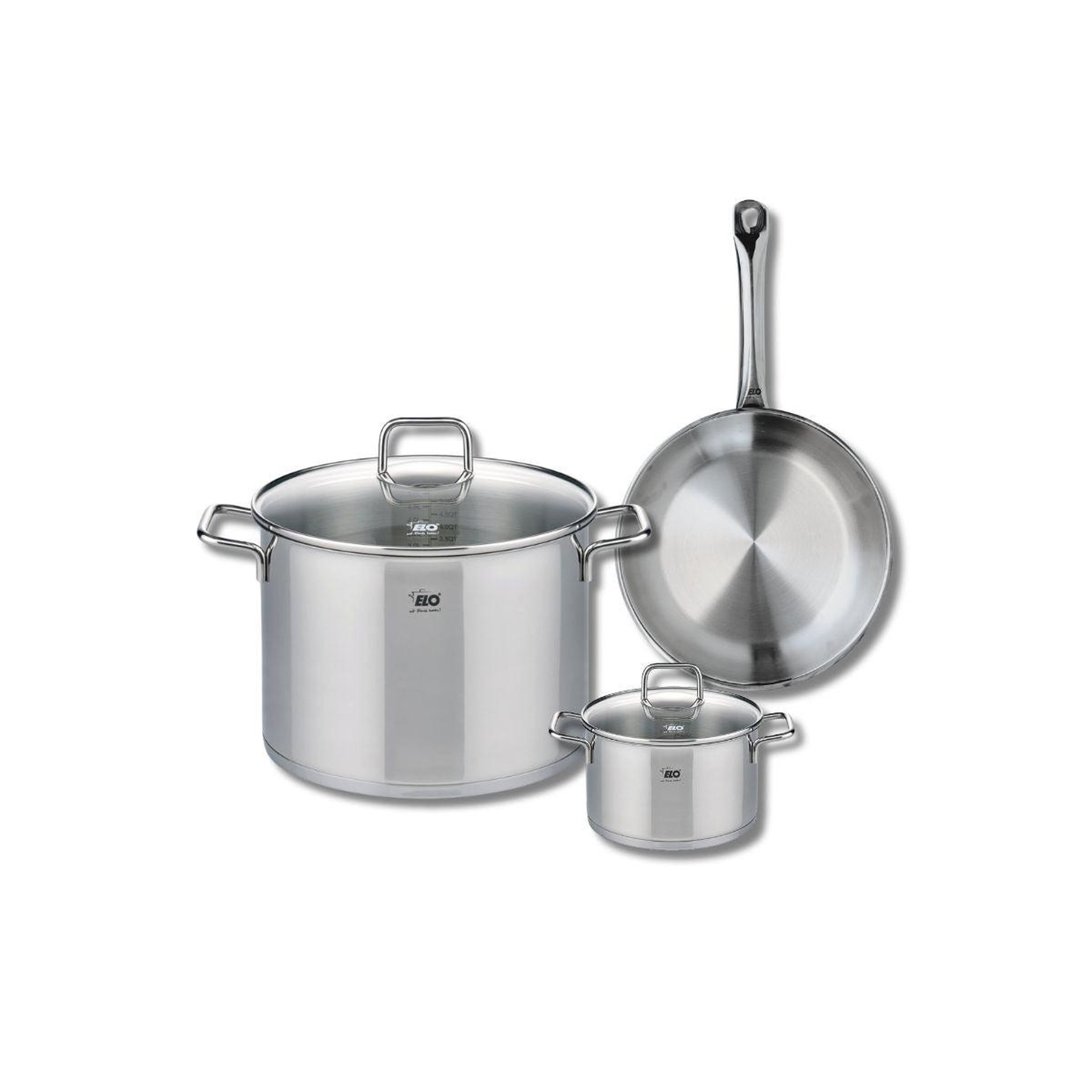 ELO Ensemble de 1 poêle de cuisson 24 cm et 2 faitouts 14 et 26 cm elo profi citrin