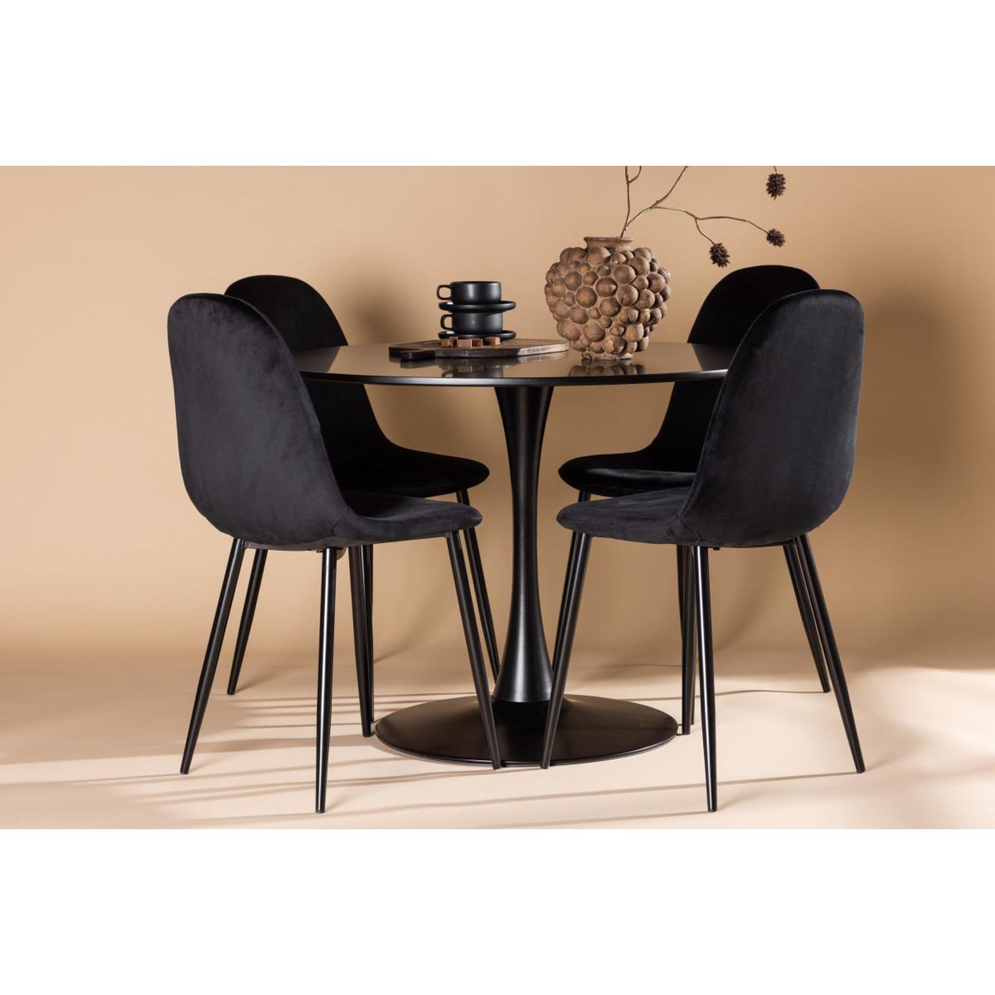 Voir la diapositive 4 : Paris Prix Ensemble table à manger & 4 chaises  glade & polar  100cm noir