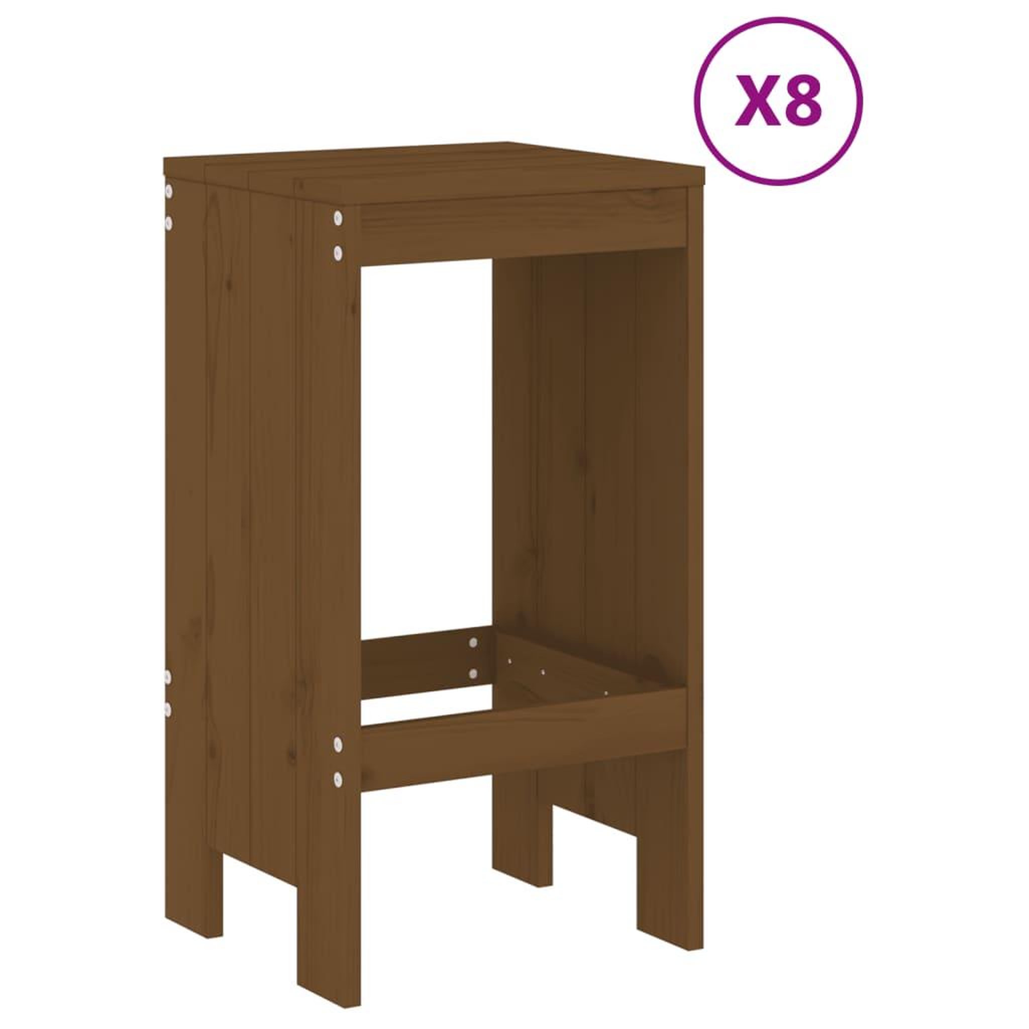Voir la diapositive 3 : VIDAXL Ensemble de bar de jardin 9 pcs marron miel bois de pin massif
