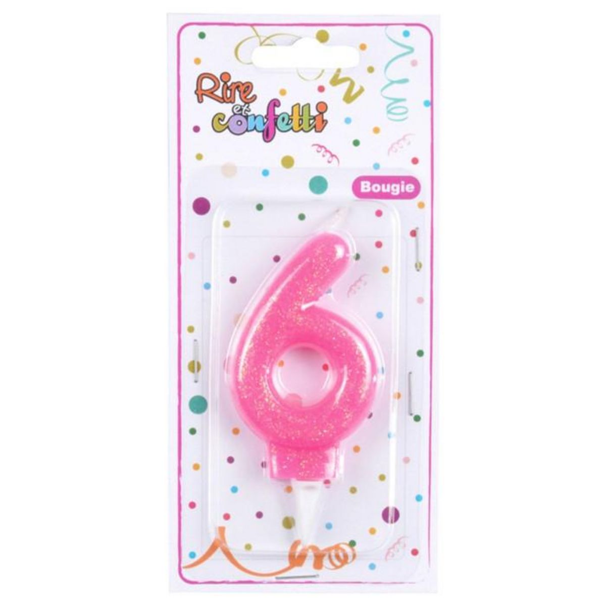 Paris Prix Bougie d'Anniversaire Paillette  Chiffre 6  7cm Rose