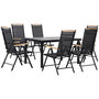 Voir la diapositive 1 : OUTSUNNY Ensemble table de jardin 6 personnes - chaises pliables inclinables accoudoirs - alu textilène noir plastique effet bois