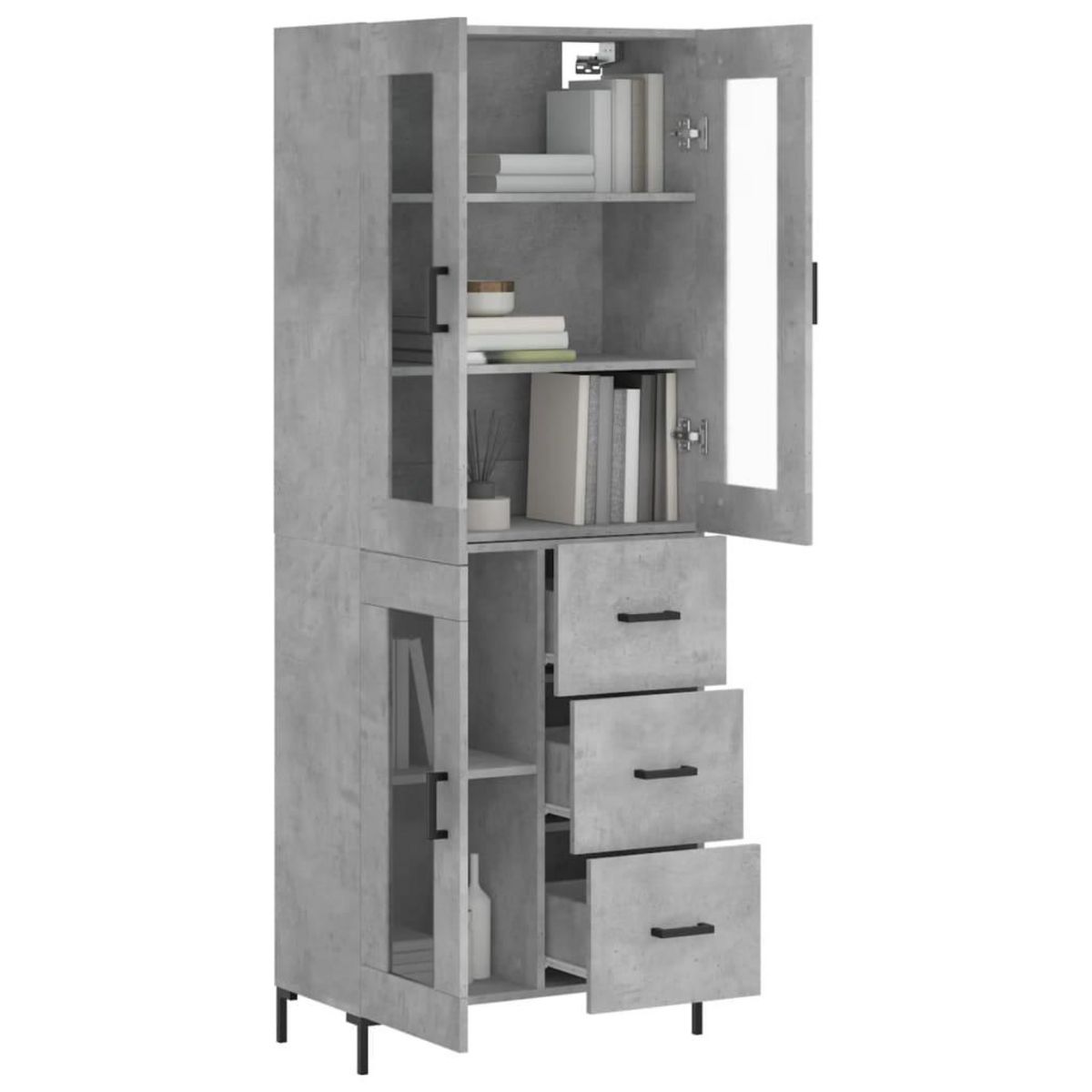 VIDAXL Buffet haut Gris beton 69,5x34x180 cm Bois d'ingenierie