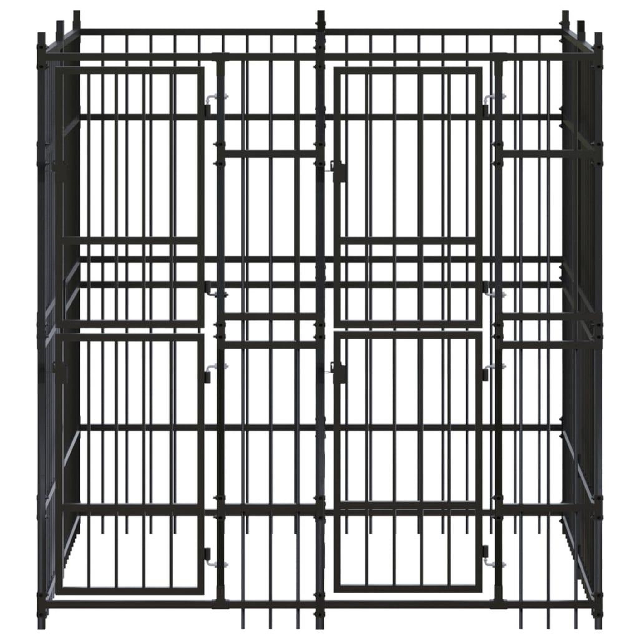 Voir la diapositive 2 : VIDAXL Chenil d'exterieur pour chiens Acier 3,69 m²