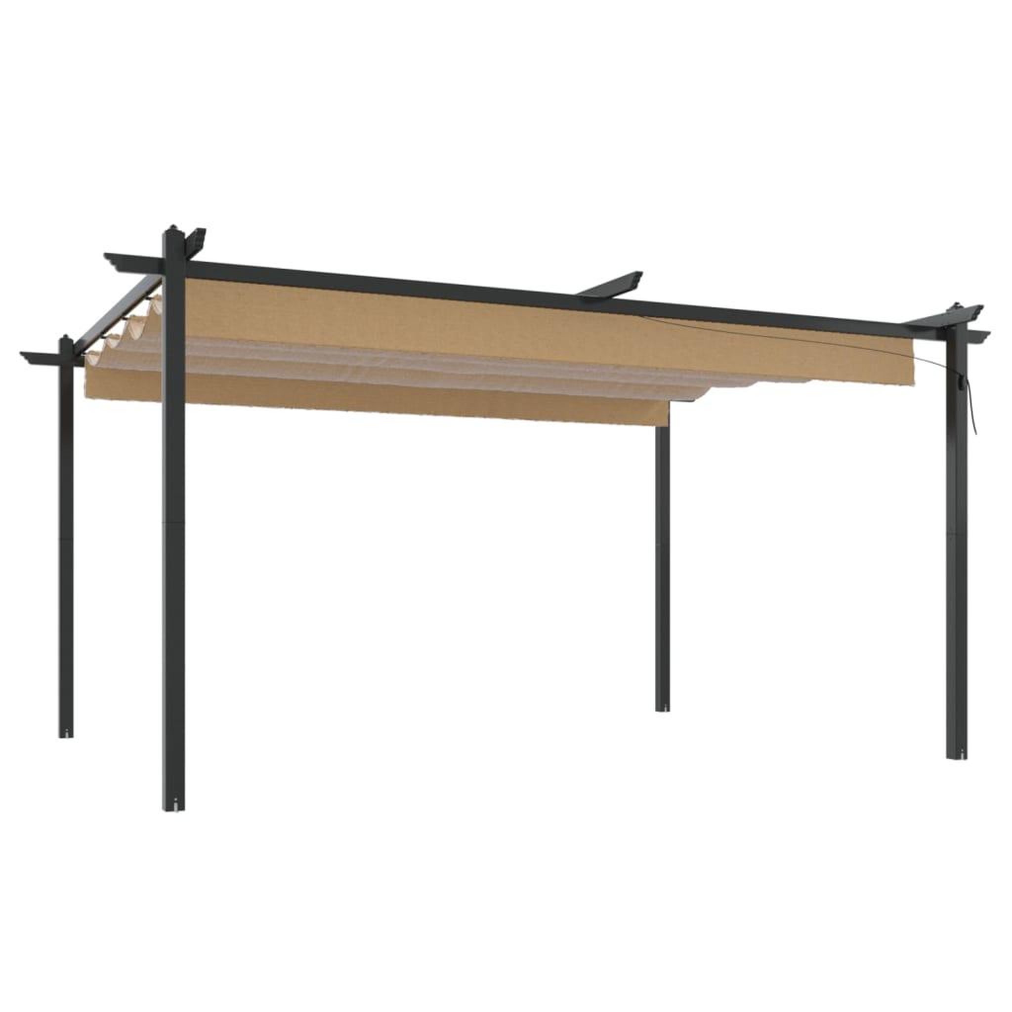 Voir la diapositive 2 : VIDAXL Tonnelle de jardin avec toit retractable 4x3 m Taupe