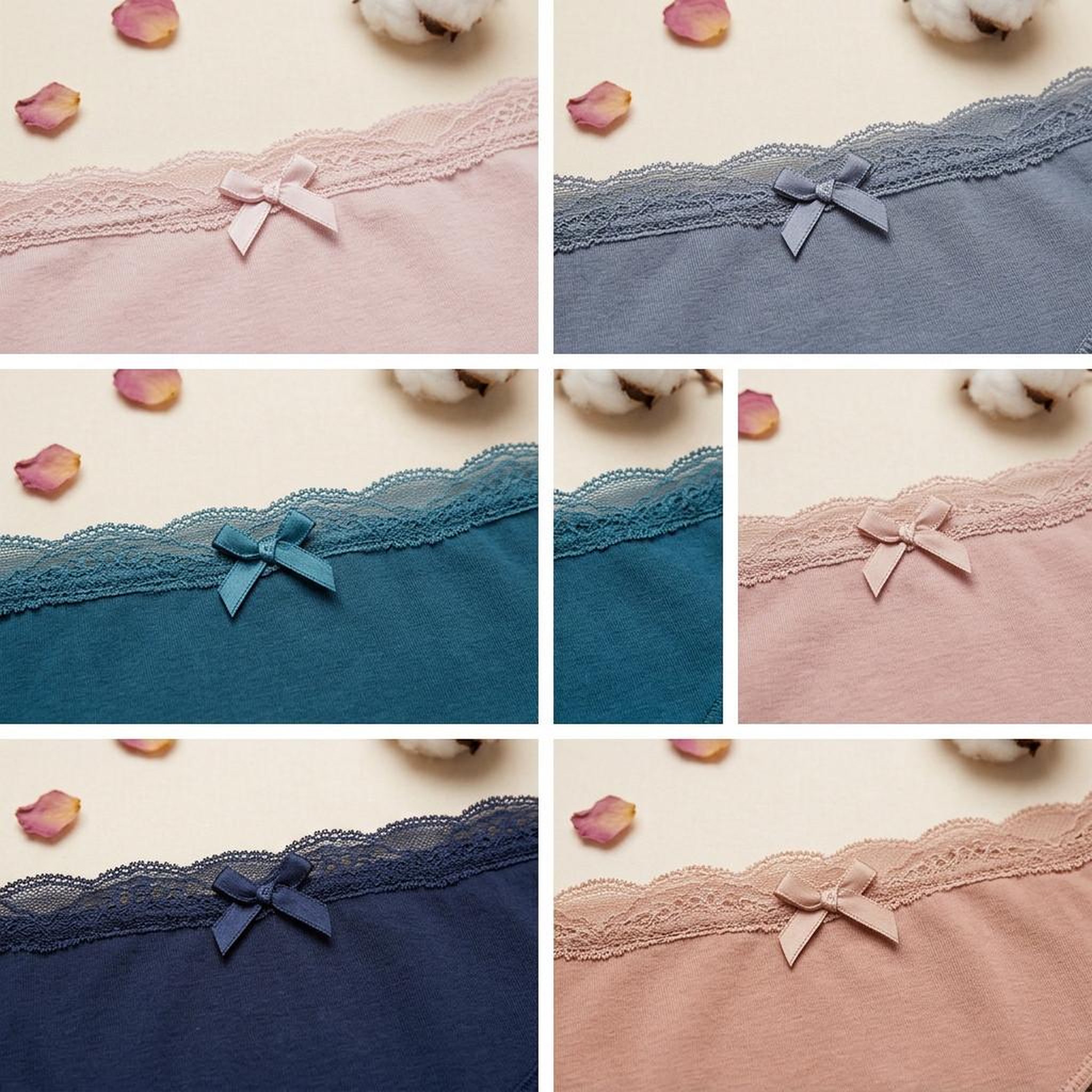 Voir la diapositive 5 : OZABI OZABI Lot 5 Culottes Femme Coton Mini Dentelle Nœud Satin