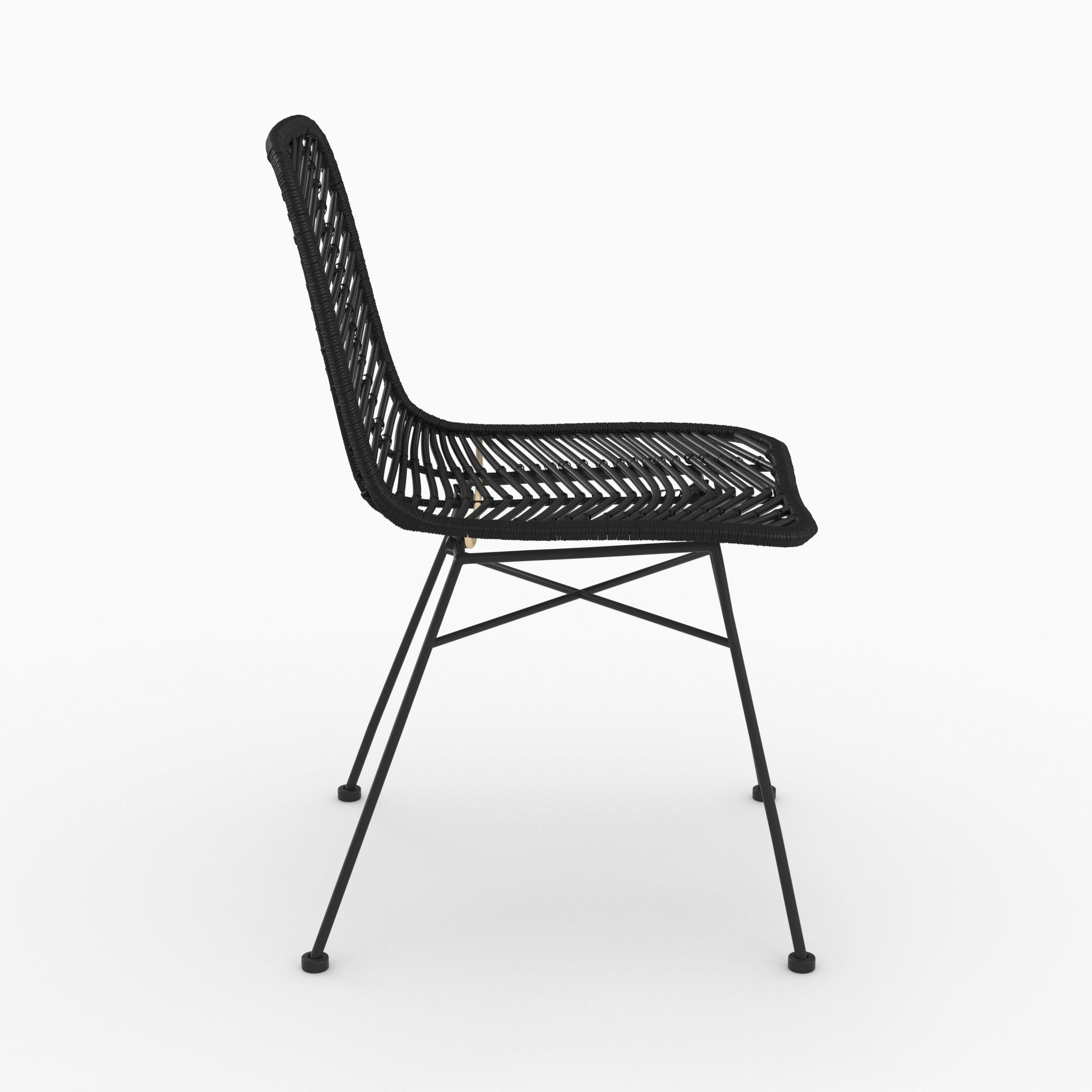 Voir la diapositive 6 : MAISON PAVANE Lot de 2 chaises en rotin et pieds en métal noir-tamara