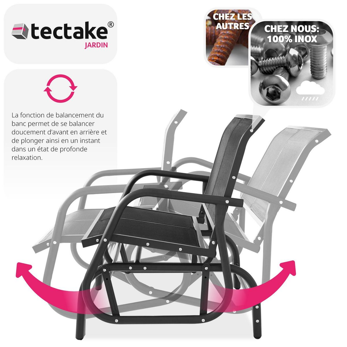 tectake Banc à bascule 2 places