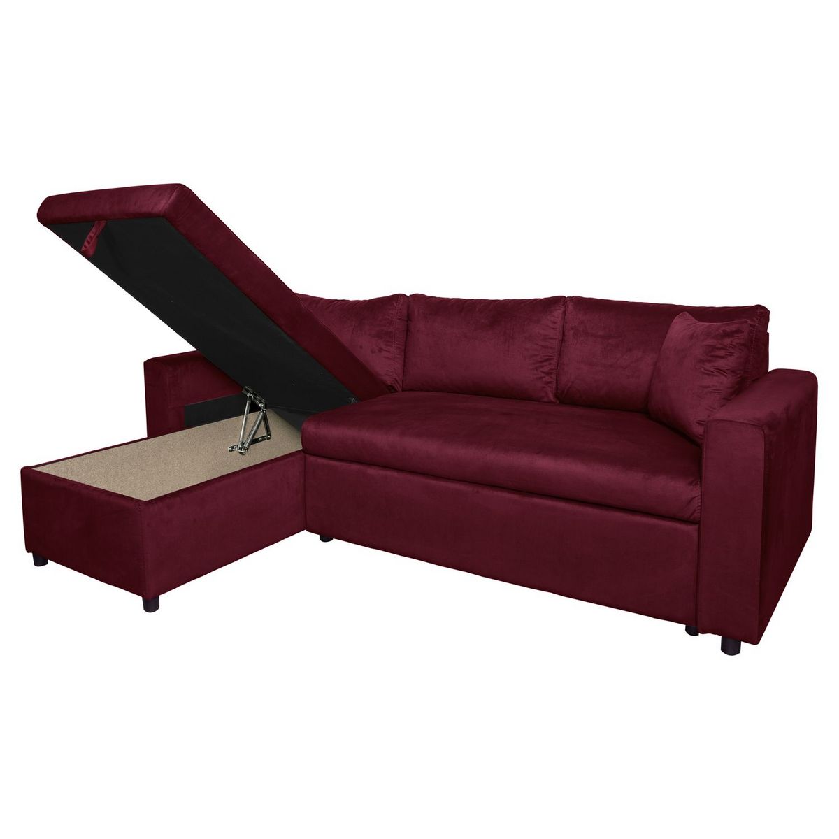 Canapé d'angle réversible convertible avec coffre en tissu ou velours GERALDINE 