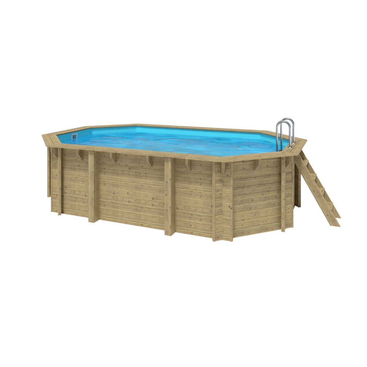 WATERCLIP Piscine bois octogonale allongée 3,50 x 5,40