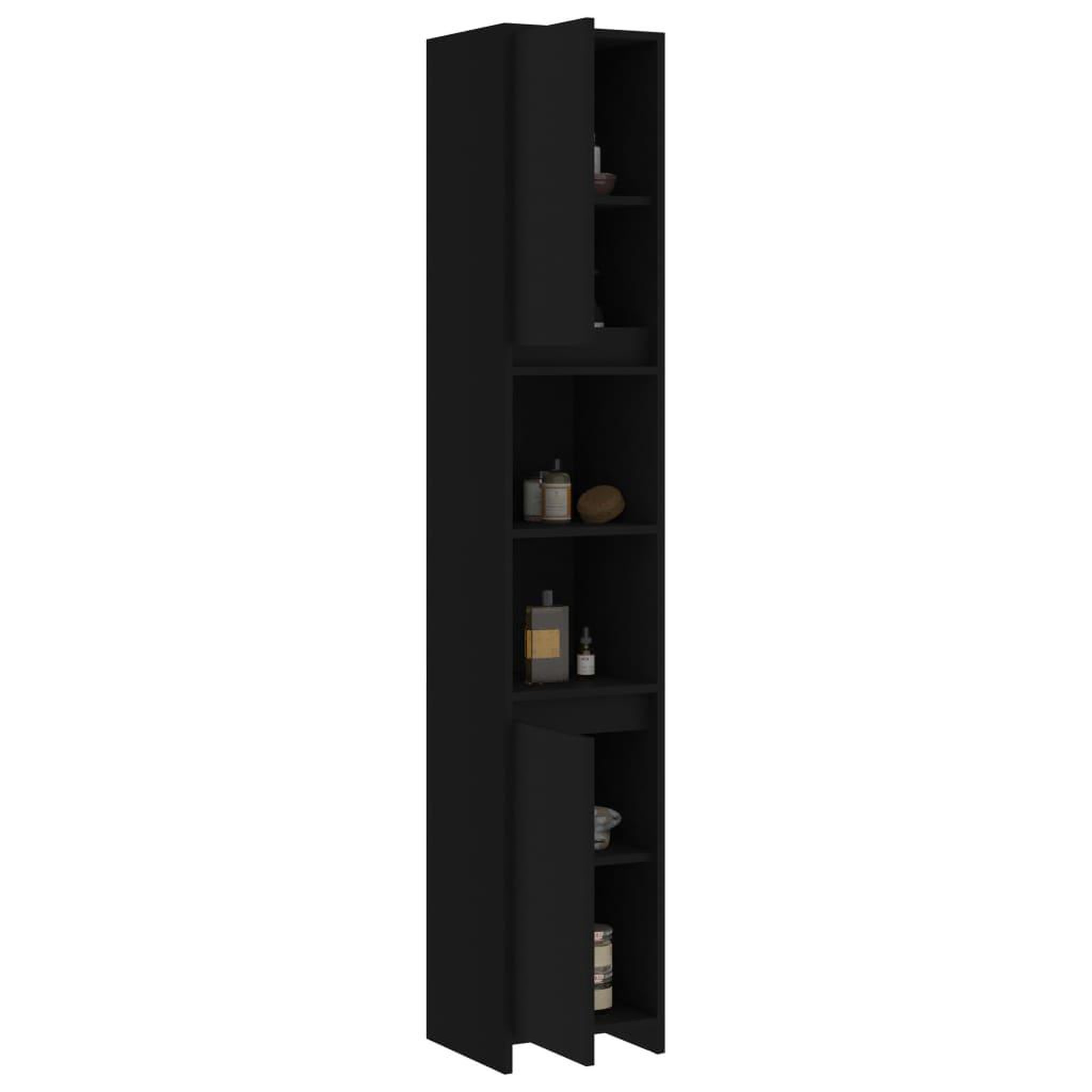 Voir la diapositive 4 : VIDAXL Armoire de salle de bain Noir 30x30x183,5 cm Bois d'ingenierie