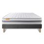 Voir la diapositive 2 : SEPTNUITS Matelas + sommier gris Memo Spring Ressorts ensachés 3 zones de confort MAXI épaisseur