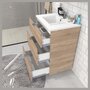 Meuble de salle de bain sous vasque avec vasque encastrée 3 tiroirs, 90cm FARO blanc