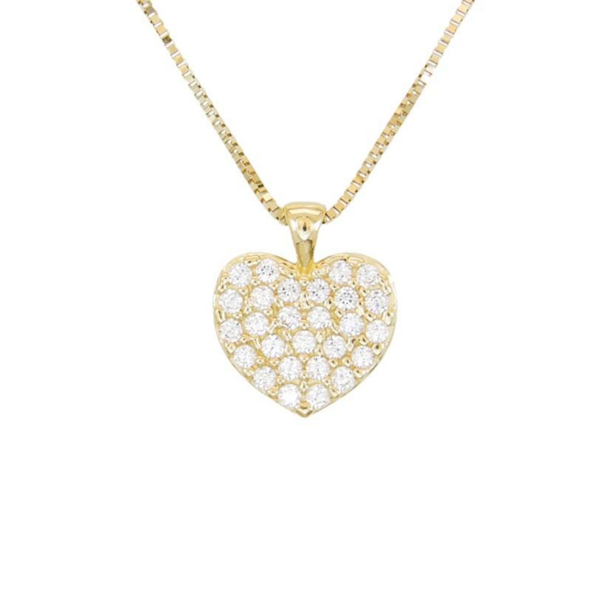 L'ATELIER D'AZUR Collier Femme Or Jaune - Motif Coeur - Pavé de Zirconiums