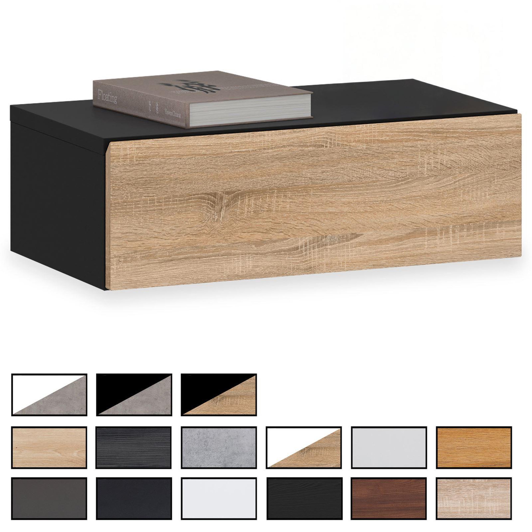 IDIMEX Chevet suspendu OCEANE, en bois. Coloris disponibles : Gris, Noir, Marron