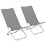 Voir la diapositive 1 : VIDAXL Chaises de plage pliables lot de 2 Gris Tissu