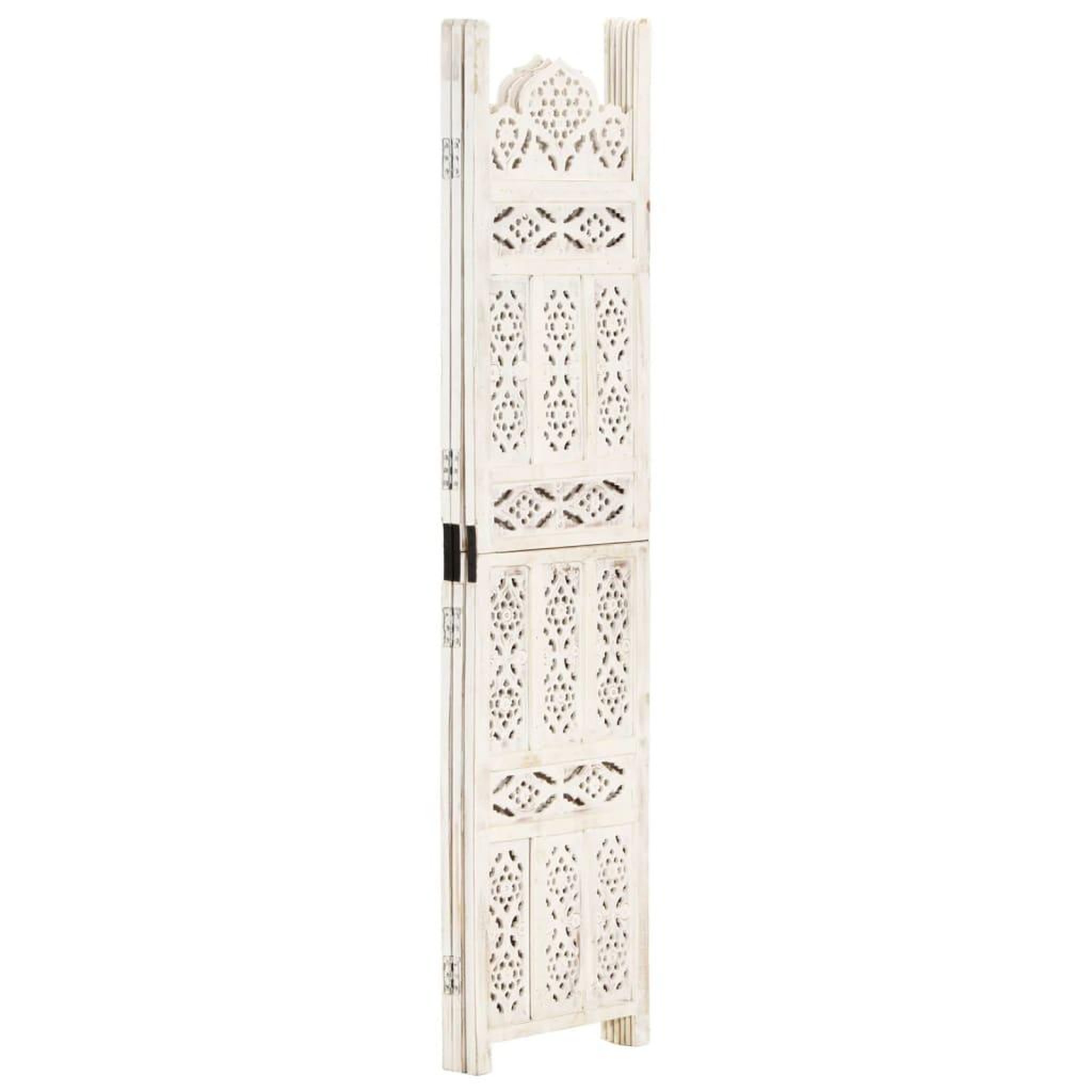 Voir la diapositive 2 : VIDAXL Cloison de separation 3 panneaux Blanc 120x165 cm Bois manguier