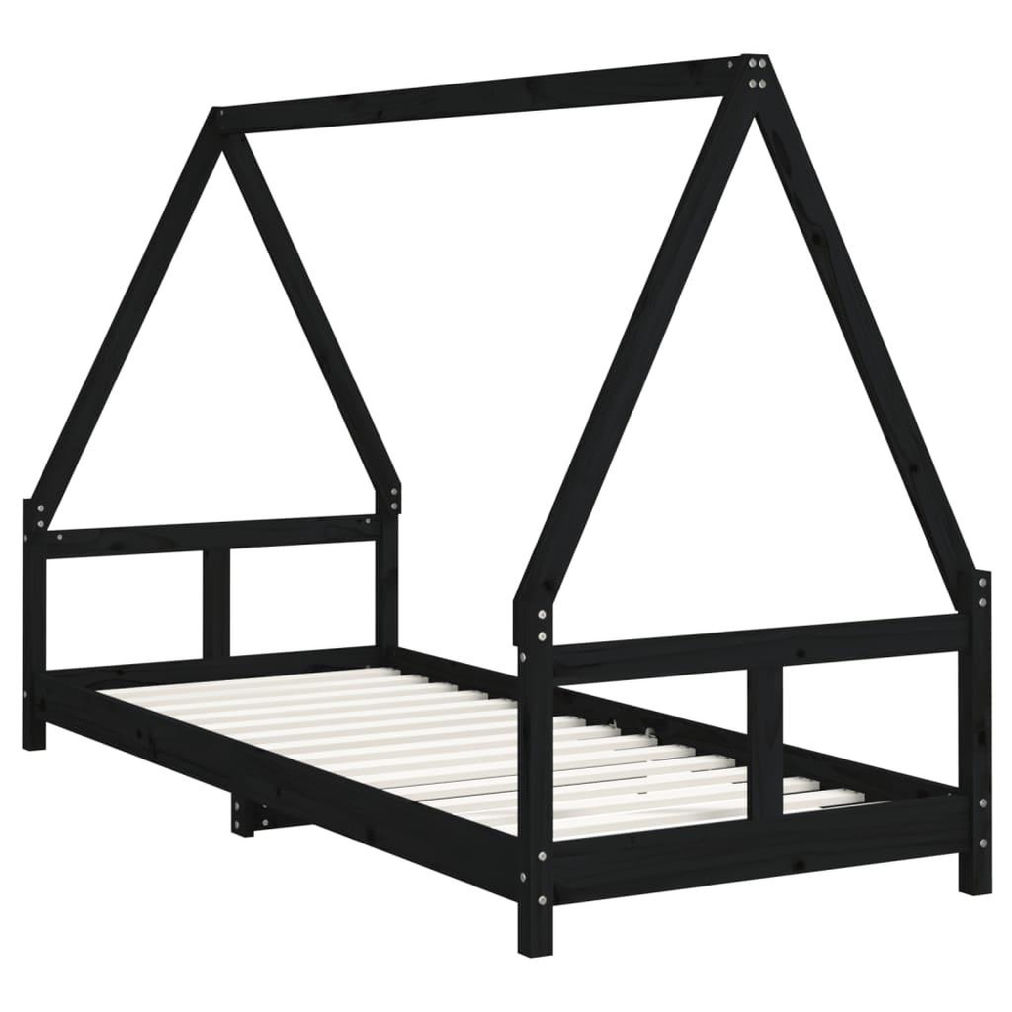 Voir la diapositive 3 : VIDAXL Cadre de lit pour enfants noir 80x200 cm bois de pin massif