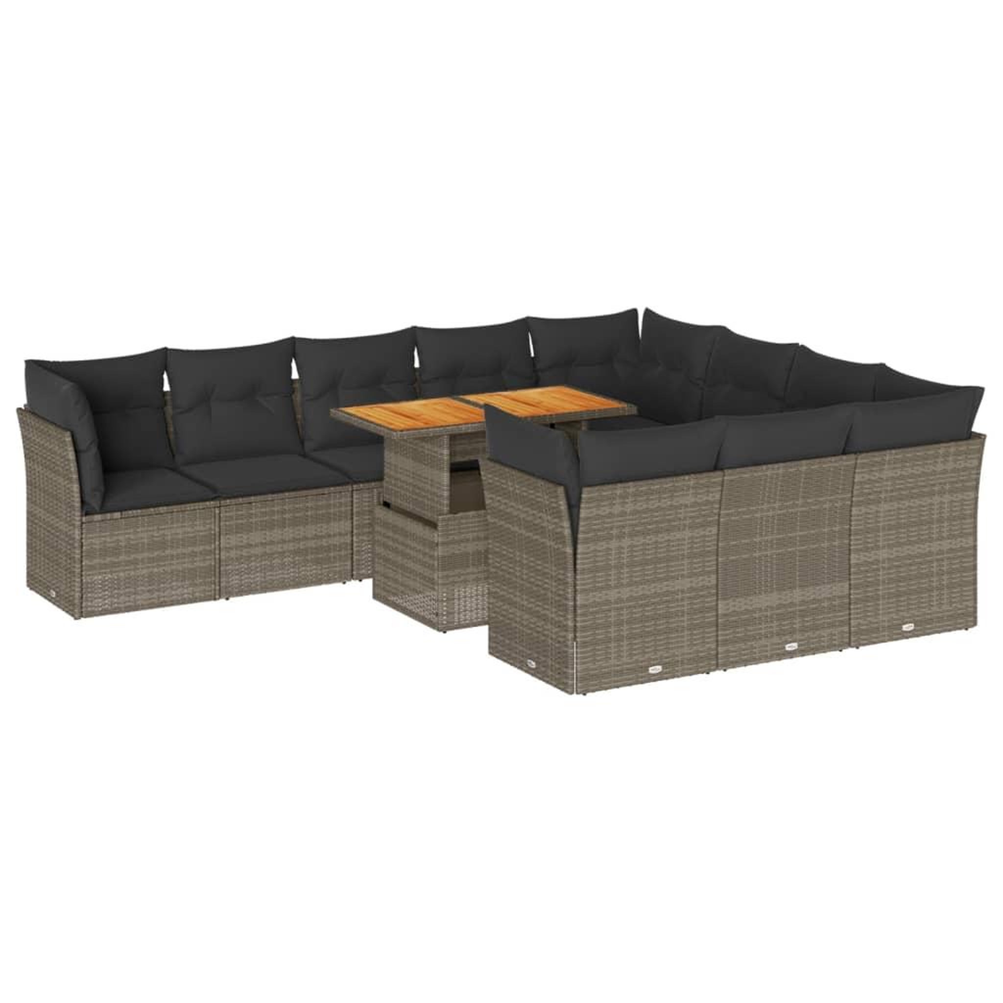 Voir la diapositive 2 : VIDAXL Salon de jardin 11 pcs avec coussins gris resine tressee