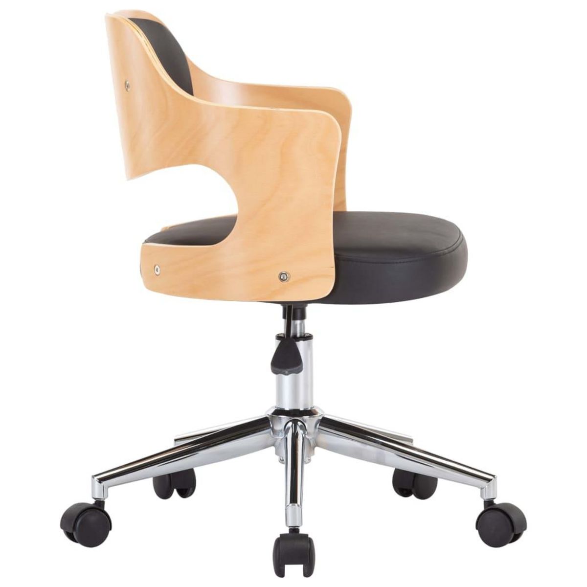 VIDAXL Chaise pivotante de bureau Noir Bois courbe et similicuir