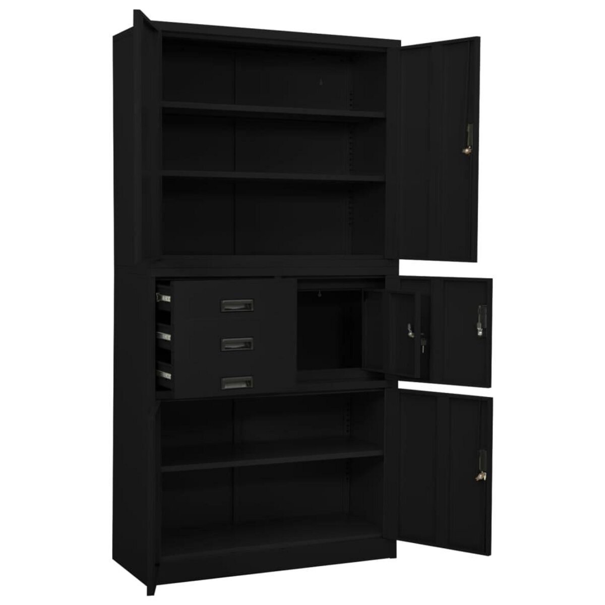 VIDAXL Armoire de bureau Noir 90x40x180 cm Acier