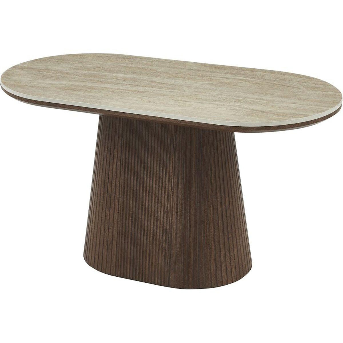 Habitat et Jardin Table basse ovale en céramique  Portofino  - 120 cm -Travertin et marron