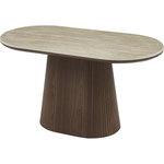 Habitat et Jardin Table basse ovale en céramique  Portofino  - 120 cm -Travertin et marron
