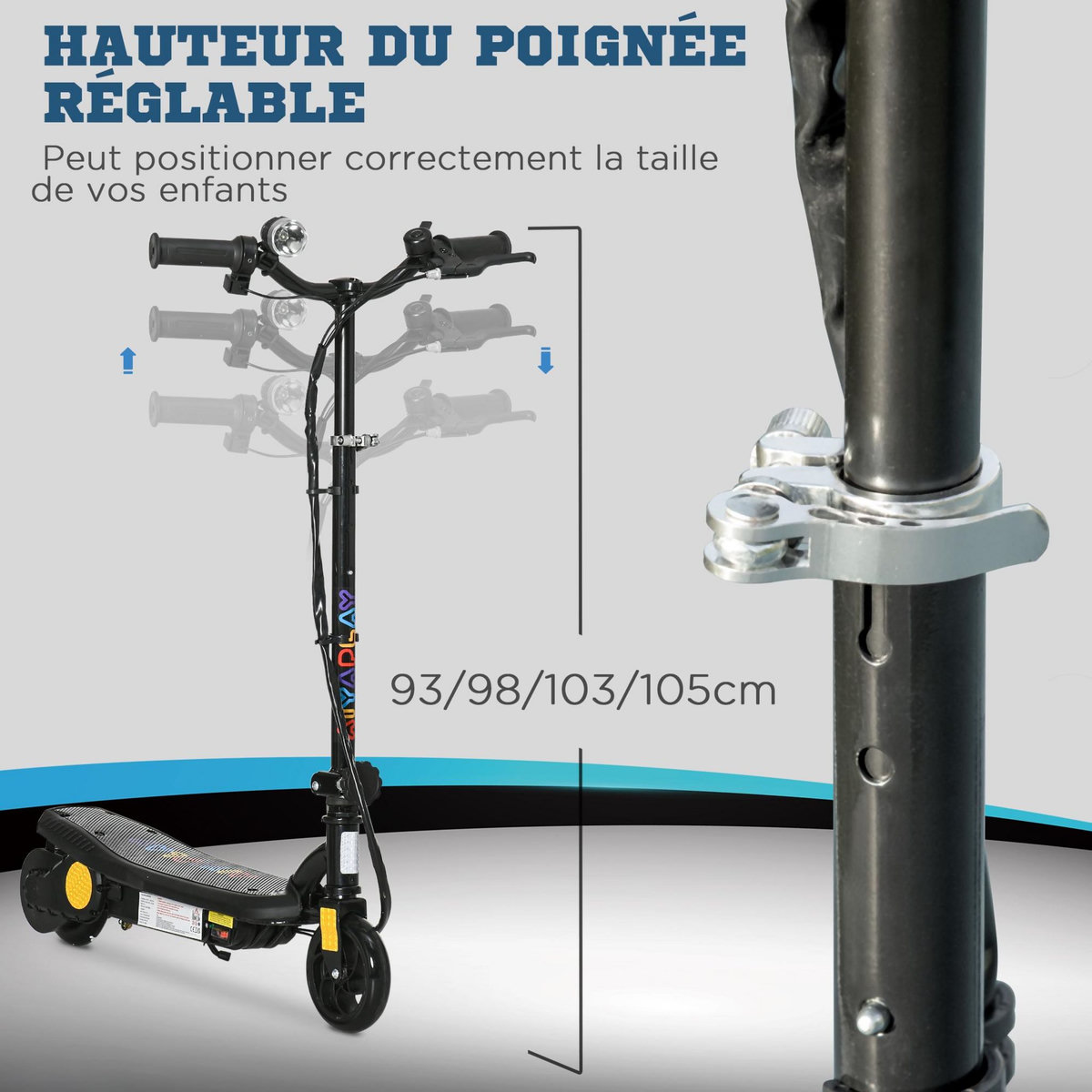 HOMCOM Trottinette électrique 120 W pliable pour enfant 7-14 ans 12 Km/h max. autonomie 10 Km max. noir