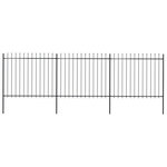 VIDAXL Cloture de jardin avec dessus en lance Acier 5,1 x 1,5 m Noir
