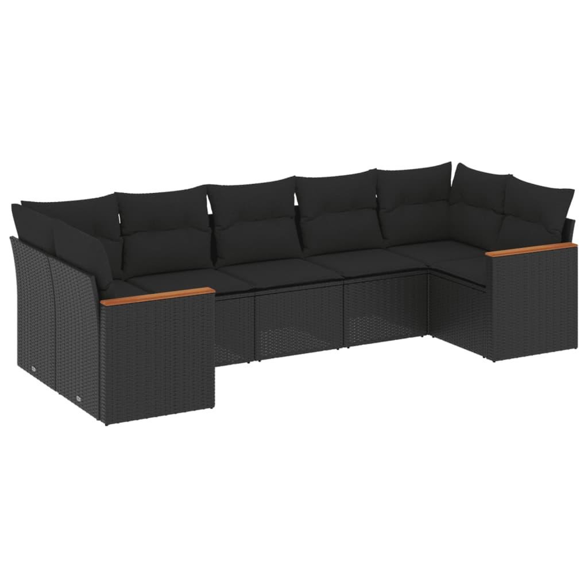 Voir la diapositive 2 : VIDAXL Salon de jardin 7 pcs avec coussins noir resine tressee