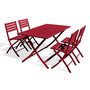 Voir la diapositive 1 : Paris Prix Ensemble Table de Jardin Pliante & 4 Chaises  Marius  140cm Rouge Carmin
