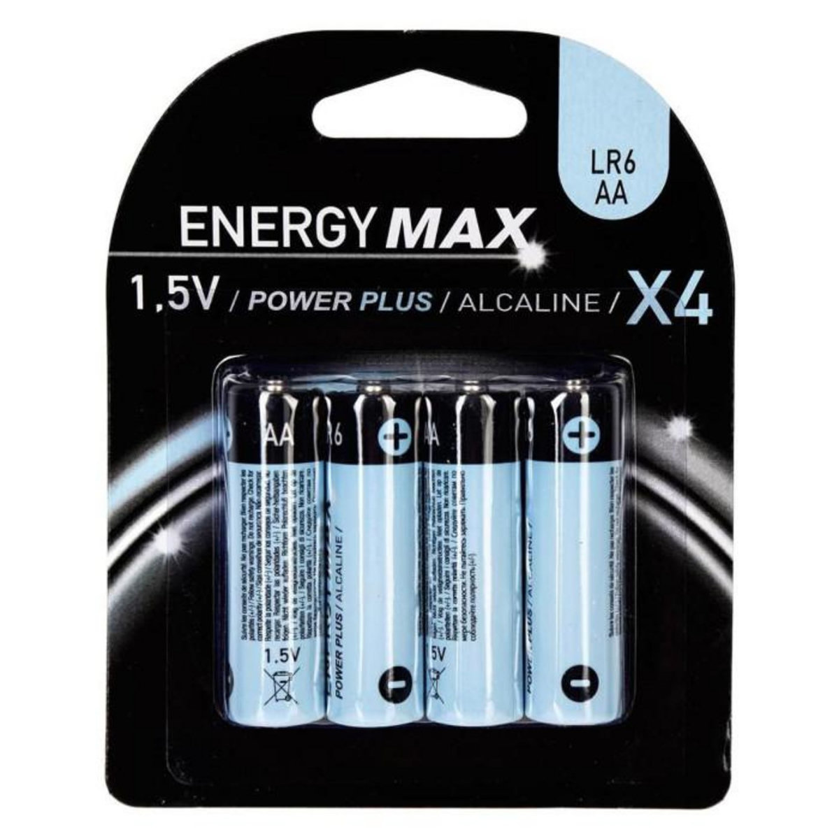 ENERGY MAX Lot de 4 Piles LR06  Power Plus  5cm Bleu