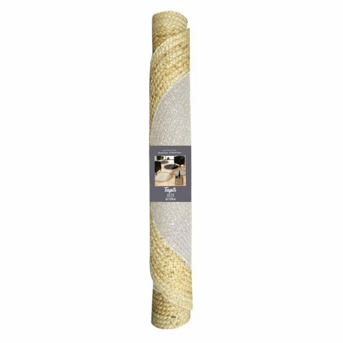 Paris Prix Tapis Déco Rond en Jute  Mario  120cm Naturel & Or
