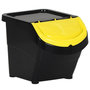 Voir la diapositive 2 : VIDAXL Poubelles empilables avec couvercles 3 pcs noir PP 78 L