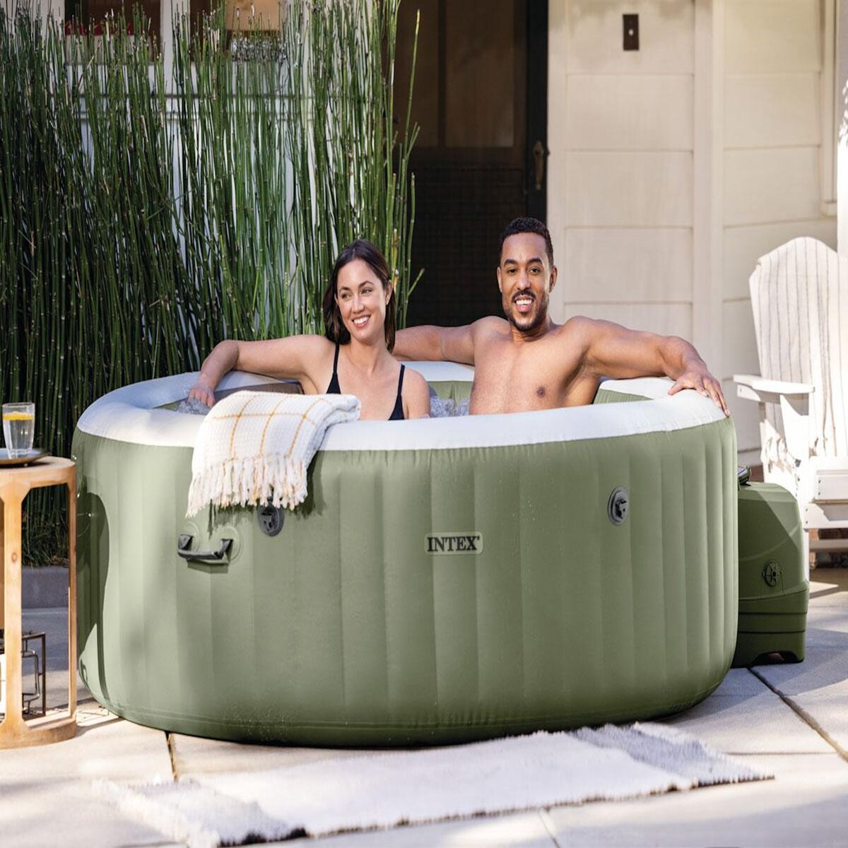 INTEX Spa gonflable PureSpa Olive rond Bulles 4 places - Intex