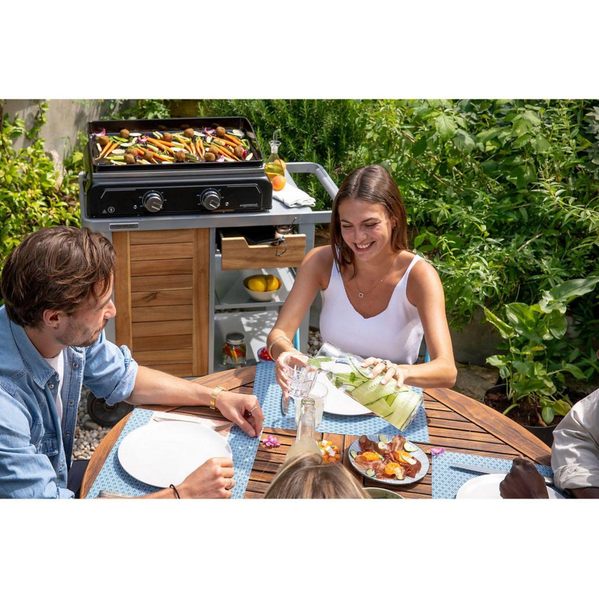 CAMPINGAZ Plancha électrique 2 XD Fonte emaille 2 brûleurs à poser, 60x40 cm