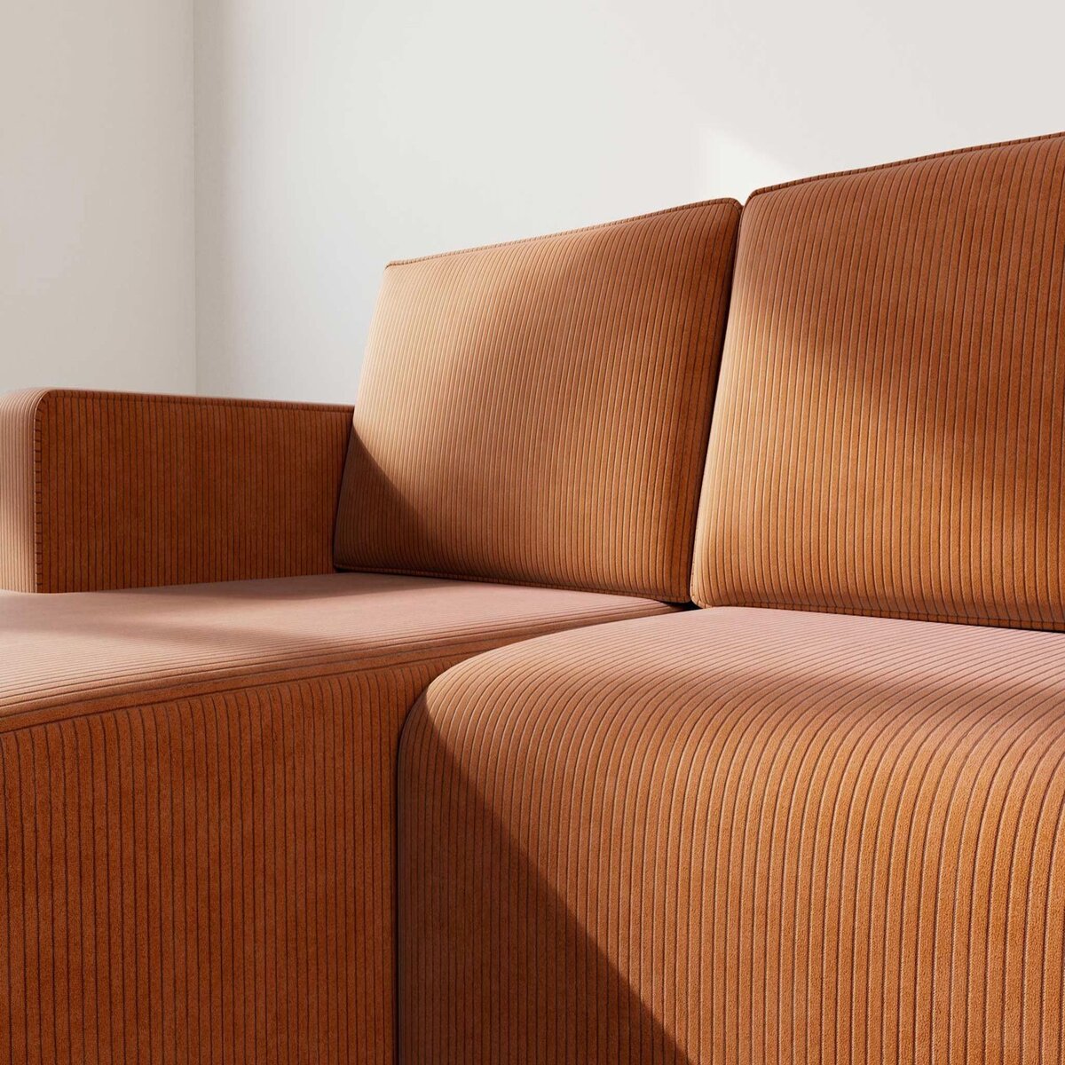 BEST MOBILIER Topaze - canapé d'angle gauche 4 places convertible avec coffre en velours côtelé