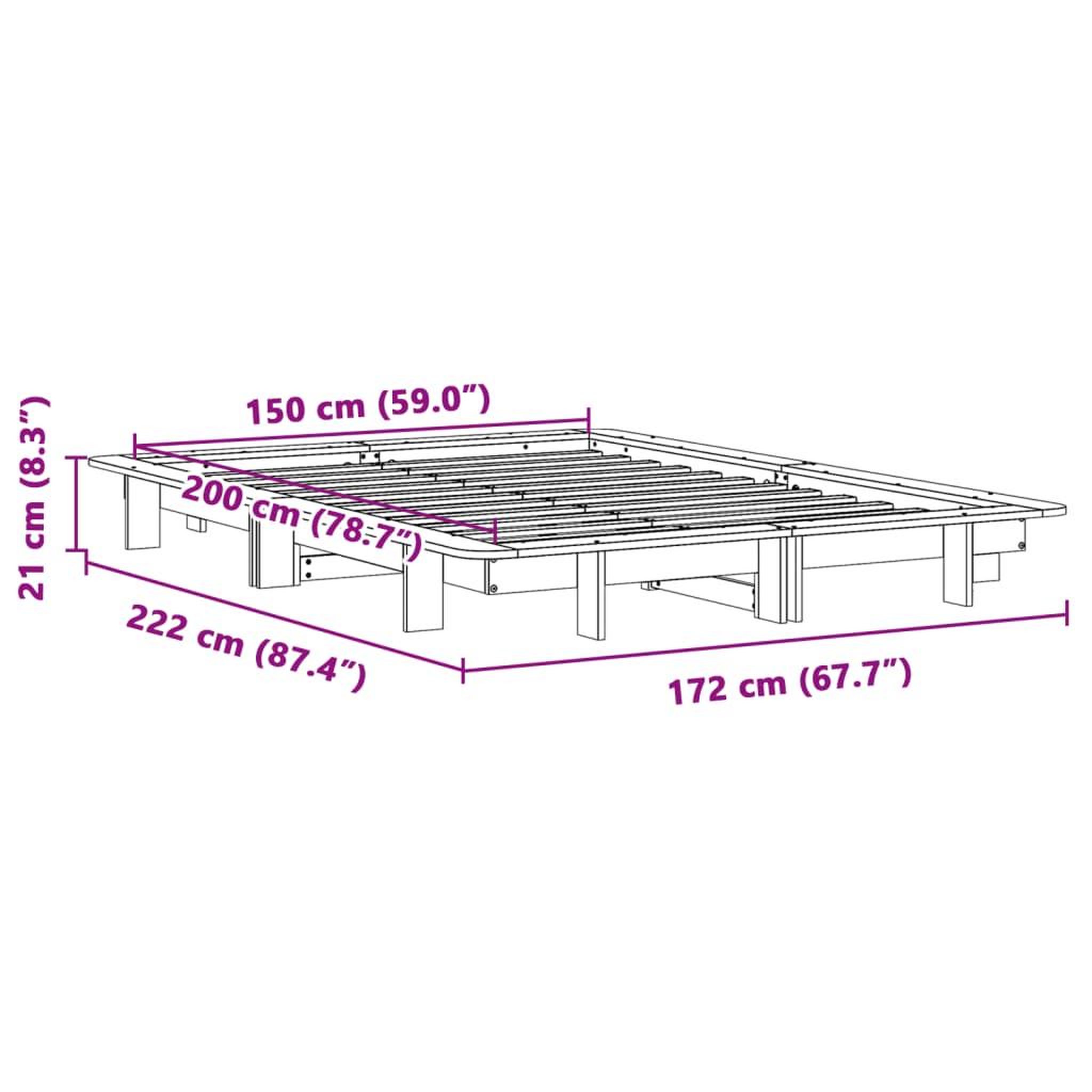 Voir la diapositive 6 : VIDAXL Cadre de lit sans matelas blanc 150x200 cm bois de pin massif