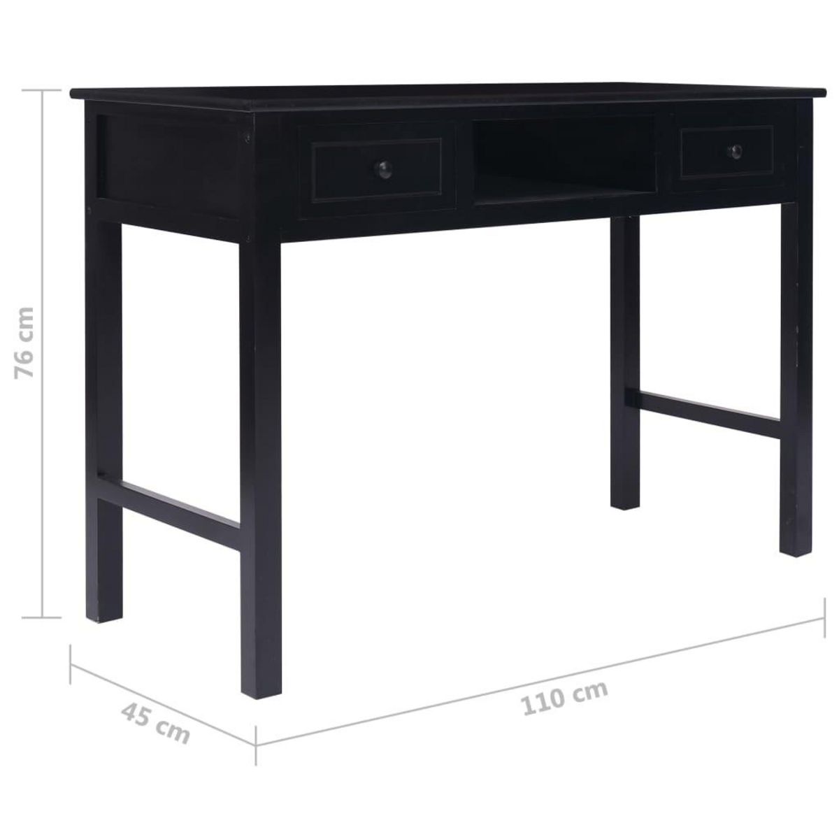 VIDAXL Bureau Noir 110 x 45 x 76 cm Bois