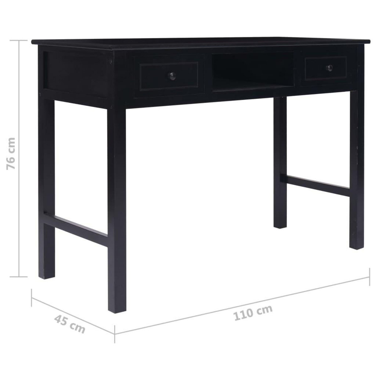 VIDAXL Bureau Noir 110 x 45 x 76 cm Bois