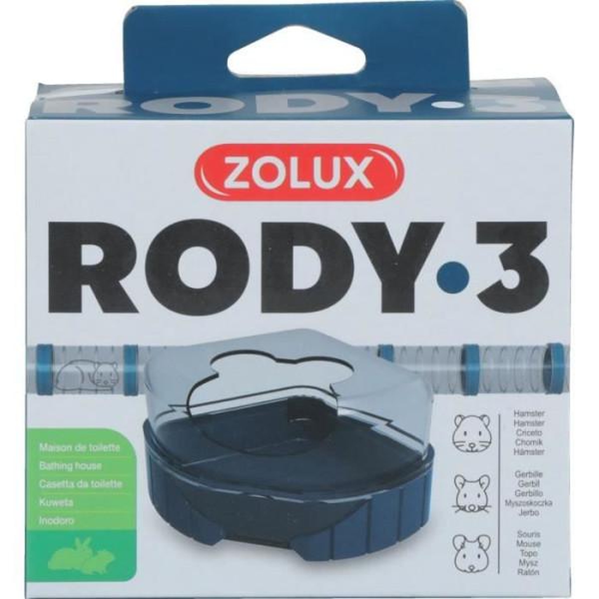 Zolux Maison de toilette pour cages Rody3 - ZOLUX - Rodylounge - Pour petits rongeur - Bleu