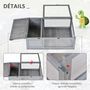 Voir la diapositive 6 : PAWHUT Enclos pour tortue - parc pour tortue - niche, enclos extérieur, toits ouvrants verrouillables - plexiglas métal sapin gris