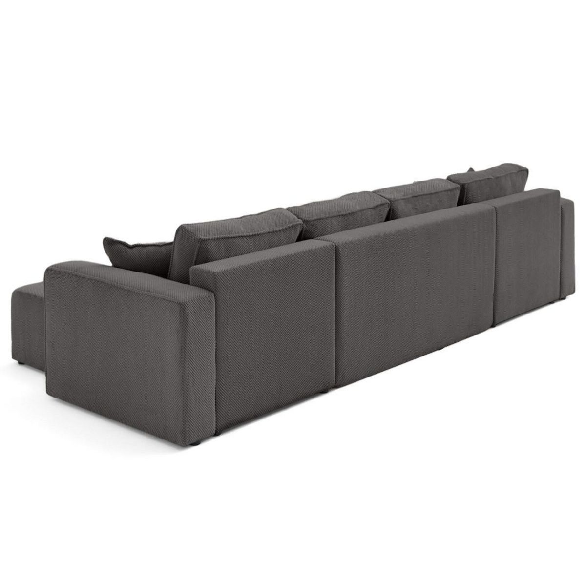 BEST MOBILIER Topaze - canapé panoramique en u 7 places convertible avec coffre en velours texturé