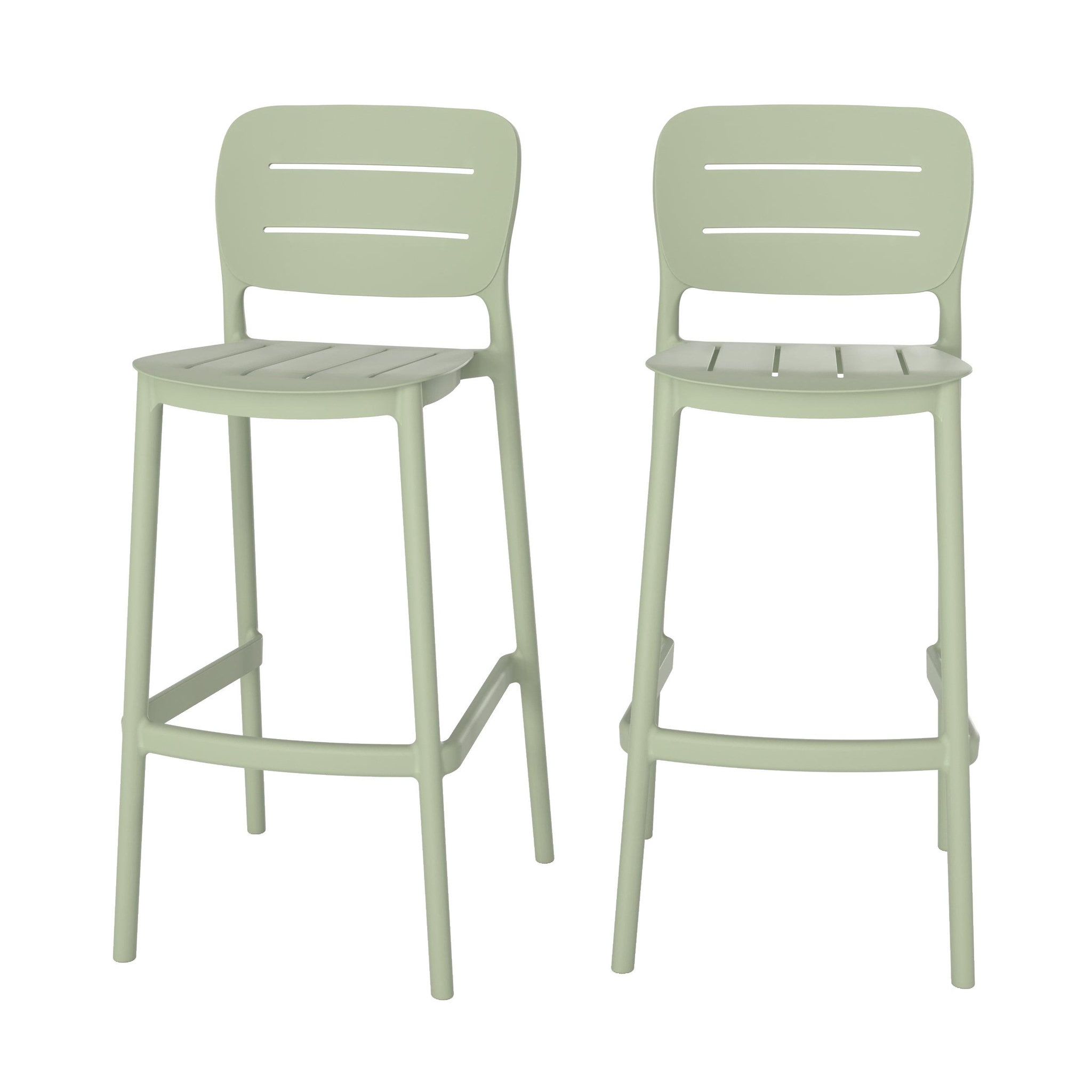 MAISON PAVANE Lot de 2 chaises de bar de jardin 75 cm en plastique vert pastel-lola