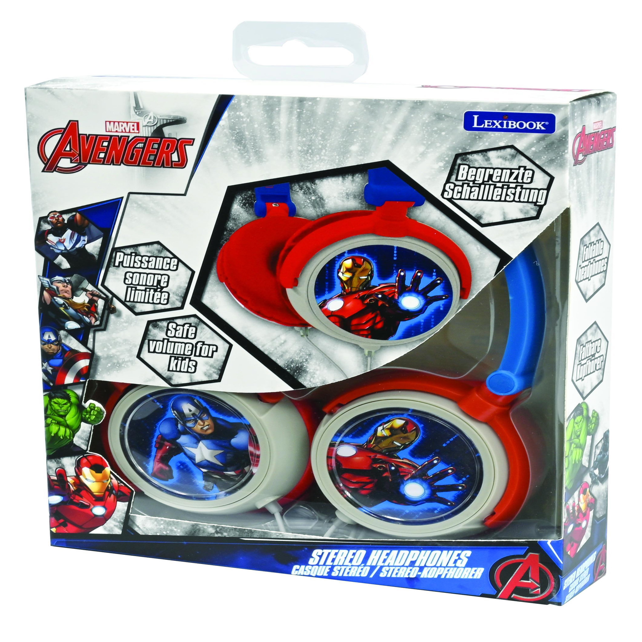 Voir la diapositive 4 : Lexibook Casque stéréo filaire pliable Avengers avec limitation de volume d'écoute