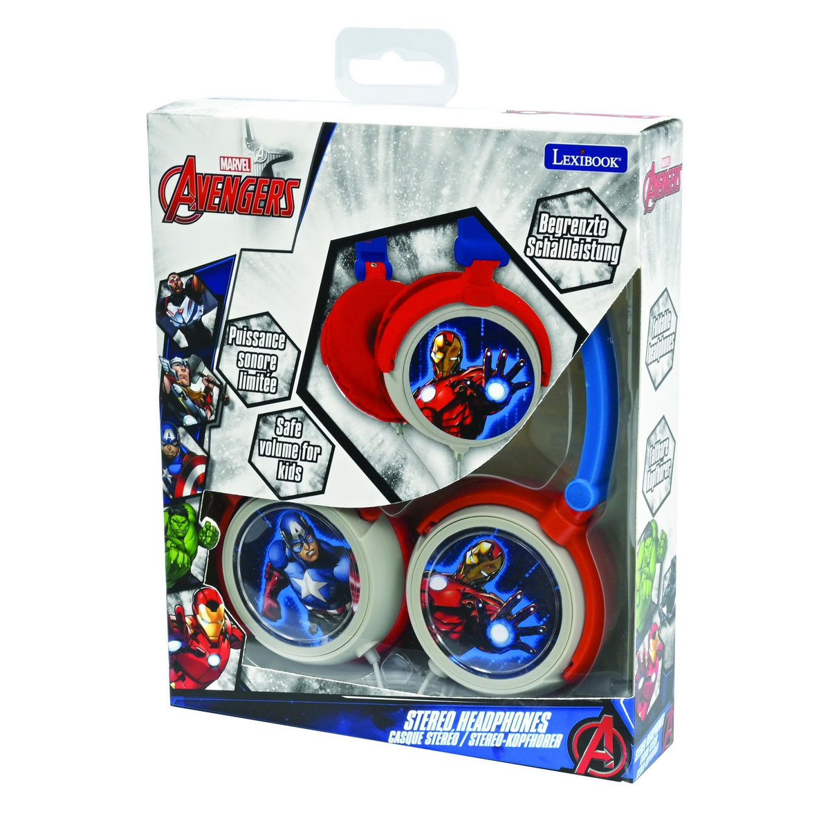 Lexibook Casque stéréo filaire pliable Avengers avec limitation de volume d'écoute