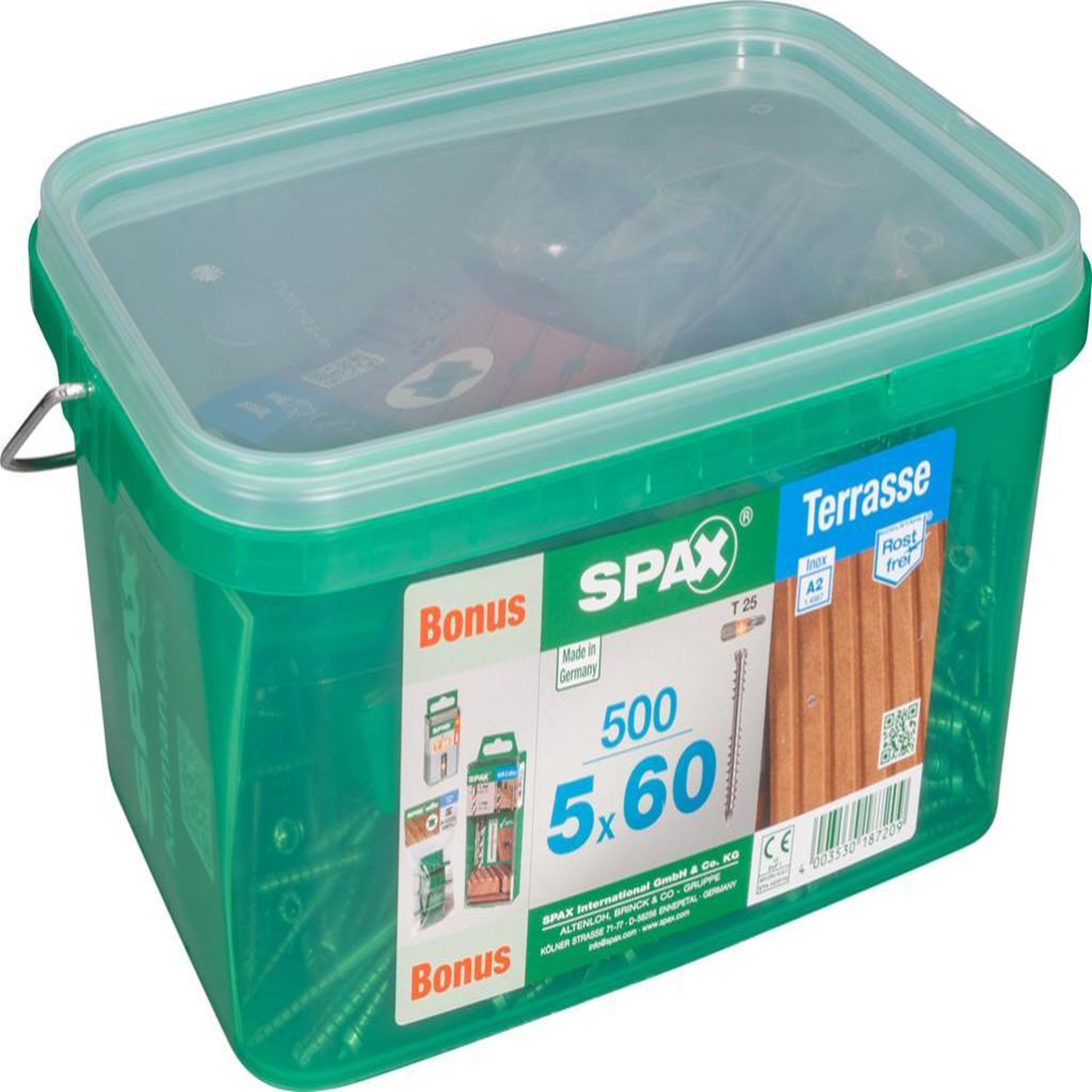 CENTRALE BRICO Lot de 500 vis terrasse acier tête cylindrique SPAX, Diam.5 mm x L.60 mm