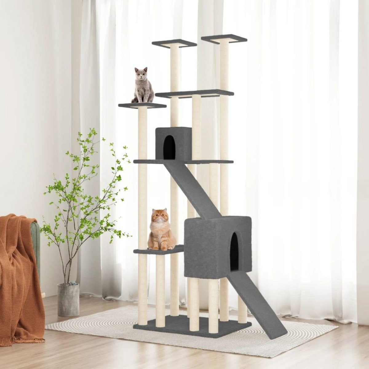 VIDAXL Arbre a chat avec griffoirs en sisal Gris fonce 190 cm