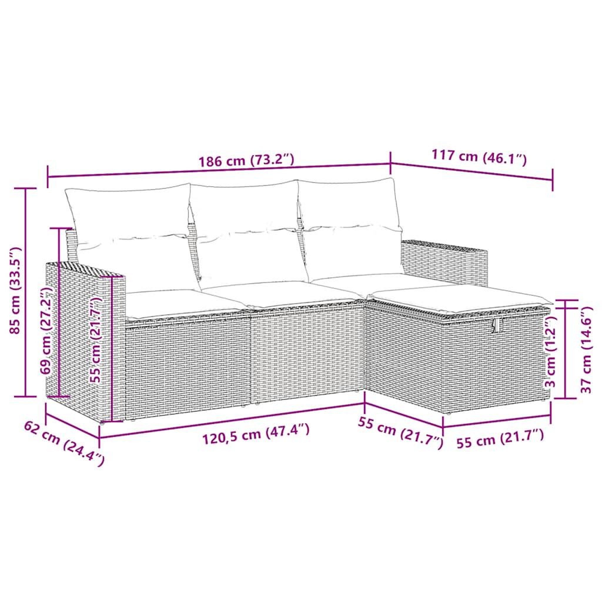 Voir la diapositive 6 : VIDAXL Salon de jardin 4 pcs avec coussins gris clair resine tressee