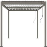 Habitat et Jardin Pergola bioclimatique avec led  Windsor premium  en aluminium 3 x 4 - Taupe
